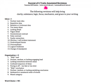 Annotated Revisions Using the 6 Traits of Writing